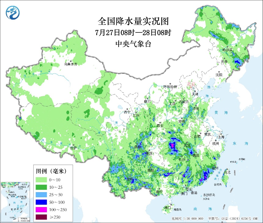 “红霞”残余系统影响持续广东湖南湖北等地仍有强降预报图