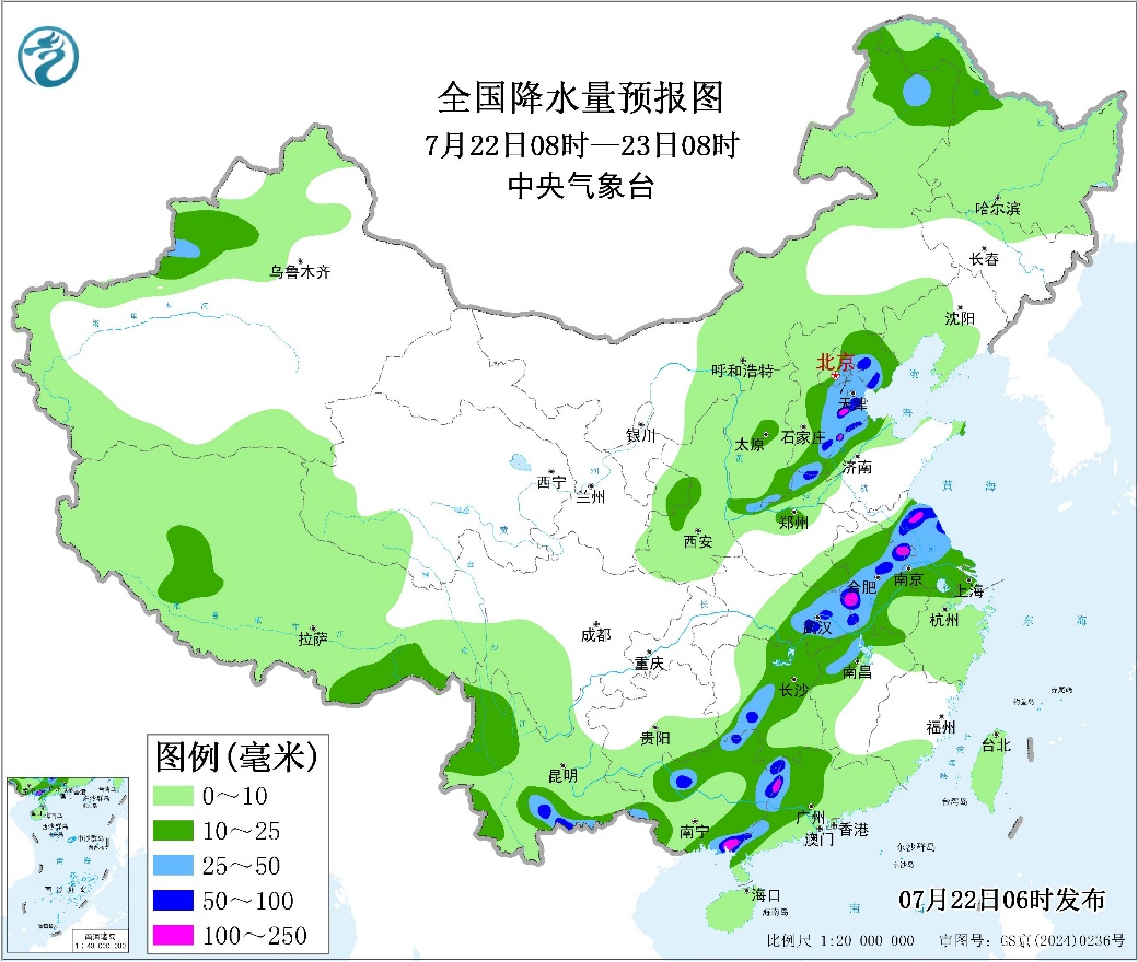 桂苏冀等地有较强降雨北方多强对流西北西南等地有持预报图