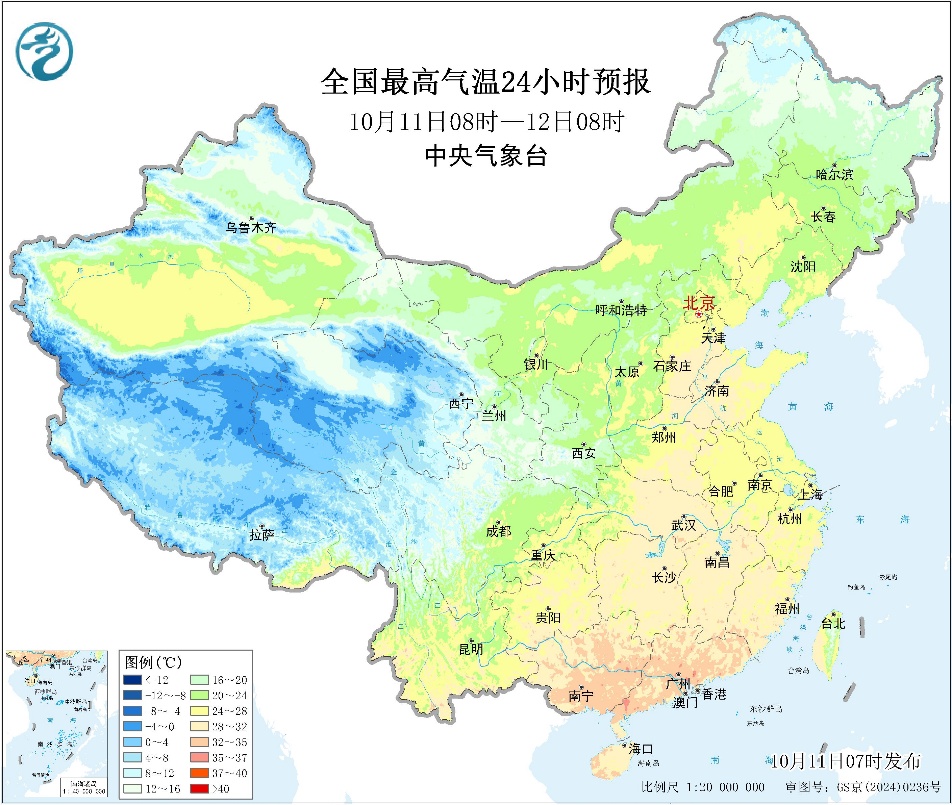 冷空气影响北方内蒙古及东北地区气温明显下降预报图