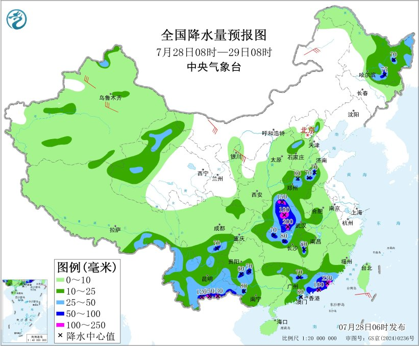“红霞”残余系统影响持续广东湖南湖北等地仍有强降预报图