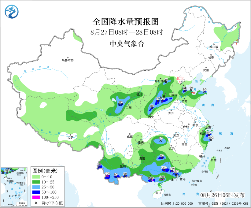 广东广西云南等地雨势较强山西河北等地仍有明显降雨预报图