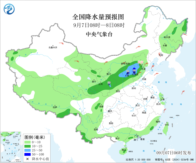 冷空气影响北方大部地区西北地区华北等地有明显降雨预报图
