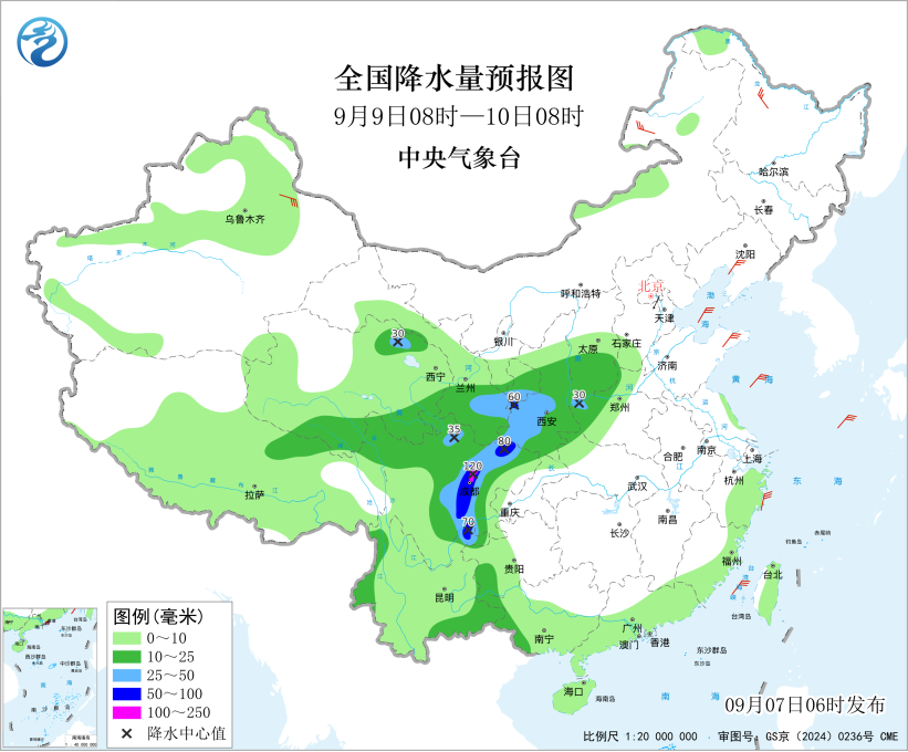 冷空气影响北方大部地区西北地区华北等地有明显降雨预报图