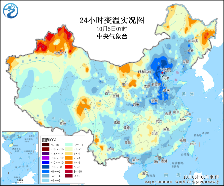 冷空气南下全国大部地区雨歇转晴东部海区风力较强预报图