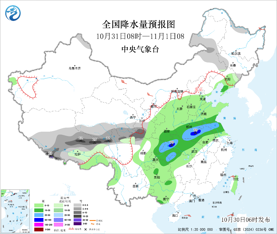 冷空气接连影响我国西藏南部雨雪天气持续预报图