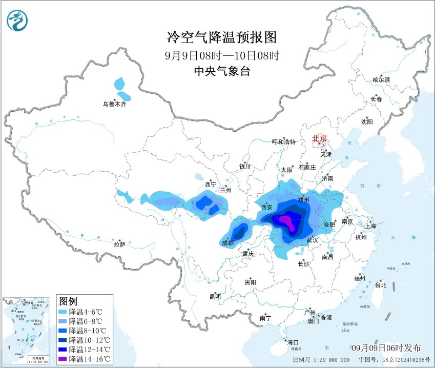 河南湖北有显著降温四川陕西降雨持续预报图