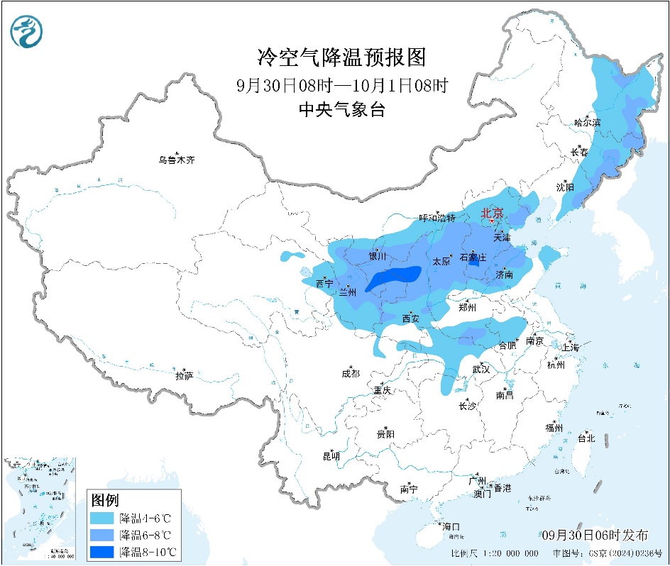 冷空气继续影响我国中东部大部地区西南地区多阴雨天预报图
