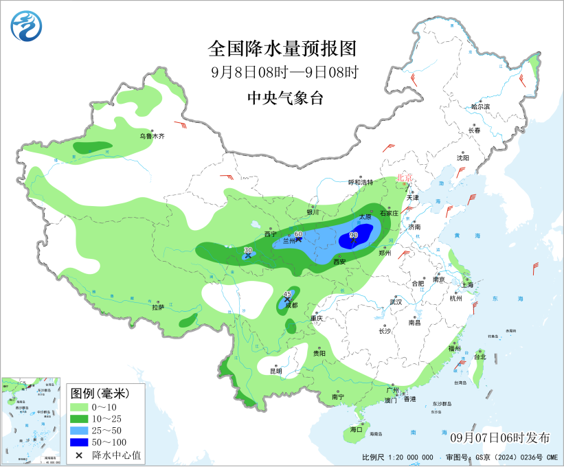 冷空气影响北方大部地区西北地区华北等地有明显降雨预报图