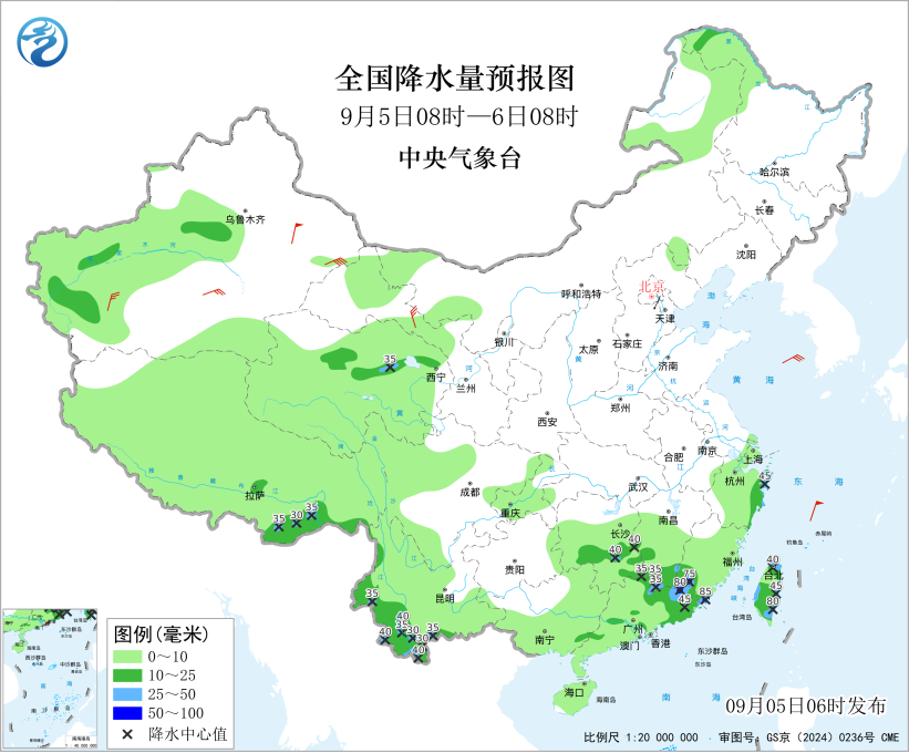 今日福建江西广东等地有较强降雨明日起北方将迎降雨预报图